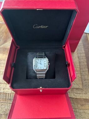 Cartier Stainless Steel Watch with Red Presentation Box